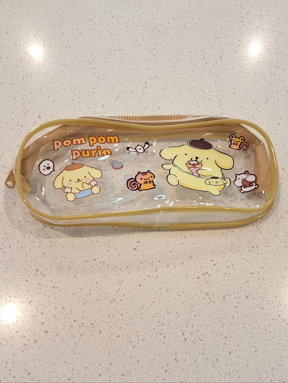 Pompompurin Clear PVC Transparent Zipper Pouch Cosmetic Bag Pencil Case, NEW